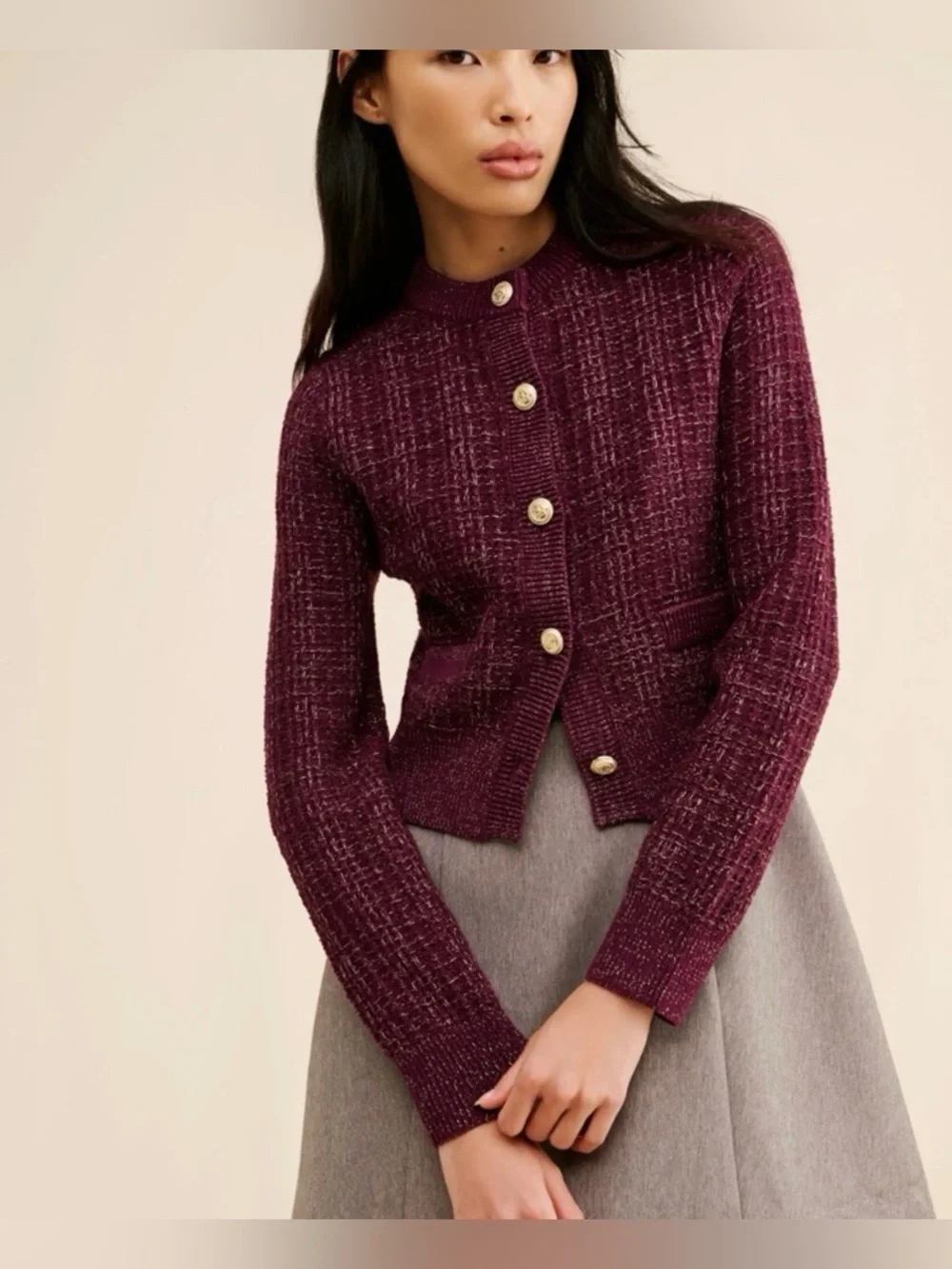 French Connection Metallic Tweed Knit Cardigan NWT! - Picture 1 of 13
